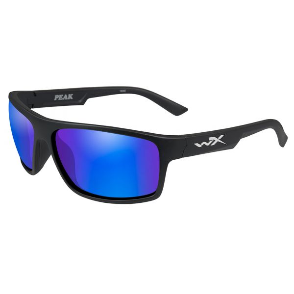 Wiley X Peak Sunglasses - Matte Black/Blue Mirror