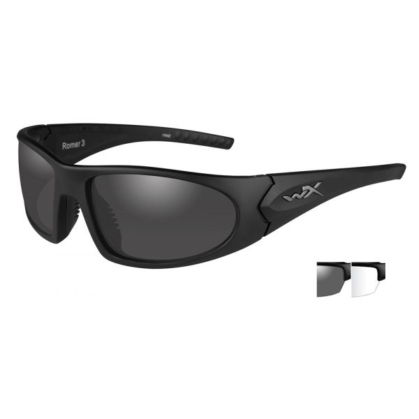 Wiley X Romer 3 Sunglasses - Matte Black/Smoke Grey/Clear