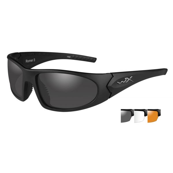 Wiley X Romer 3 Sunglasses - Matte Black/Smoke Grey/Clear/Rust