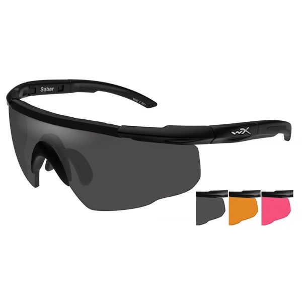 Wiley X Saber Advanced Sunglasses - Matte Black/Smoke Grey/Light Rust/Vermillion Lens