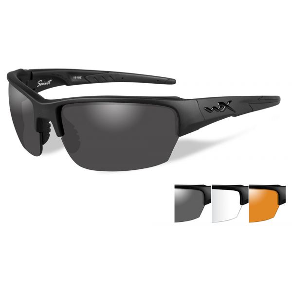 Wiley X Saint Sunglasses - Matte Black/Smoke Grey/Clear/Rust