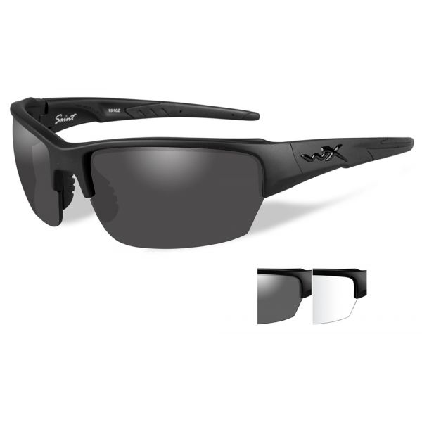 Wiley X Saint Sunglasses - Matte Black/Smoke Grey/Clear Lens