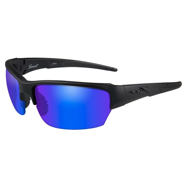 Wiley X Saint Sunglasses - Matte Black/Polarized Blue Mirror