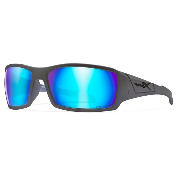 Wiley X WX Twisted Sunglasses - Matte Grey Frame/Blue Mirror Lens