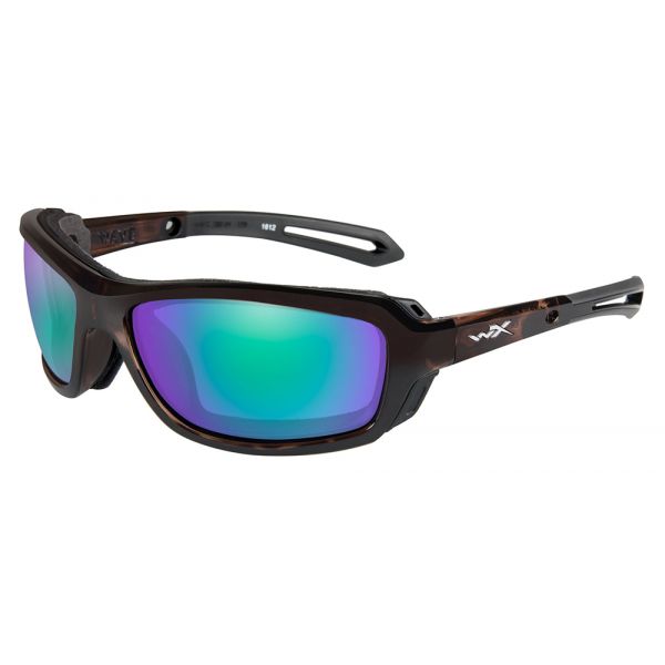 Wiley X Wave Sunglasses - Gloss Demi/Polarized Emerald Mirror Amber