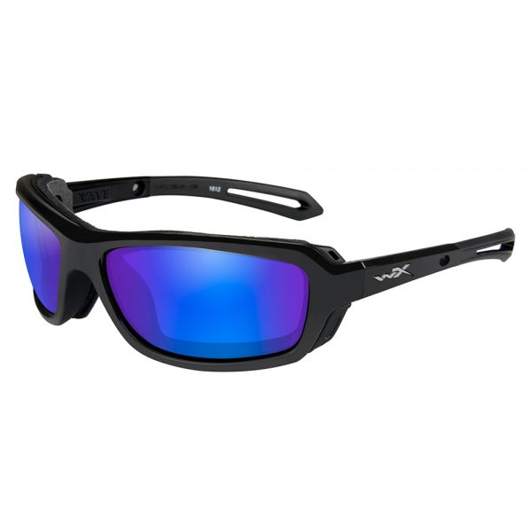 Wiley X Wave Sunglasses - Gloss Black/Polarized Blue Mirror