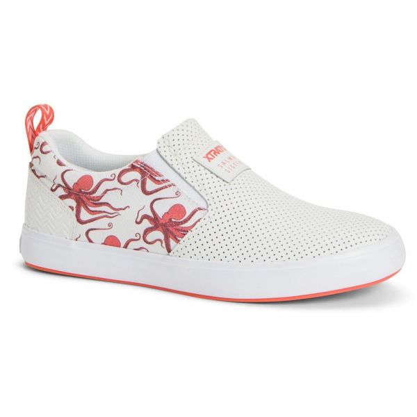 Xtratuf Women's Salmon Sisters Sharkbyte Leather Slip On Shoe - White/Octopus - 11