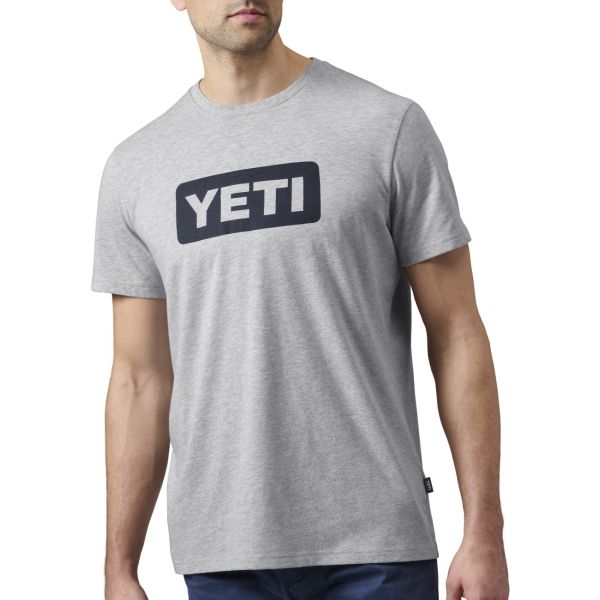 Yeti Premium Logo Badge Short Sleeve T-Shirt - Gray/Navy