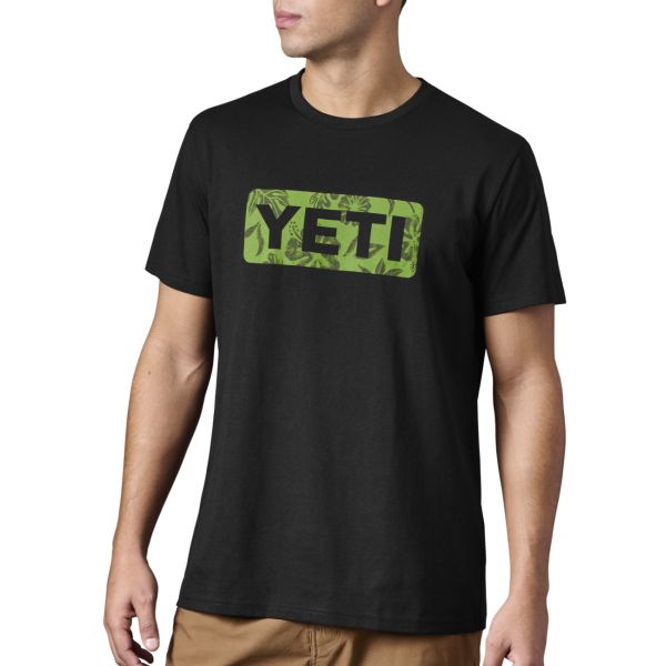 Yeti Floral Logo Badge Short Sleeve T-Shirt - Black