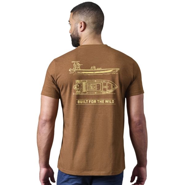 Yeti Skiff Blueprint Short Sleeve T-Shirt - Heather Tobacco - Medium