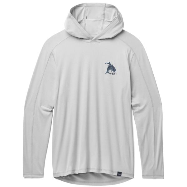 Yeti Tarpon Cowboy Hooded Long Sleeve - Heather Light Gray - Large