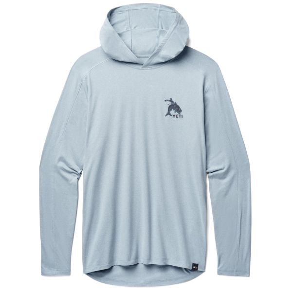 Yeti Tarpon Cowboy Hooded Long Sleeve - Heather Light Blue - Large