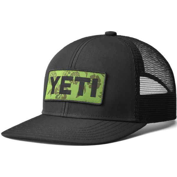 Yeti Floral Logo Badge Trucker Hat - Black