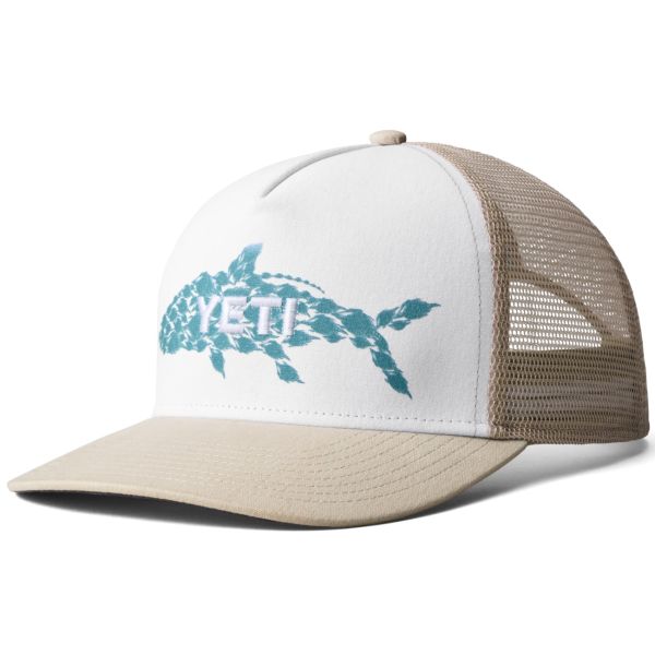 Yeti Tarpon Flies Trucker Hat - Light Khaki/White