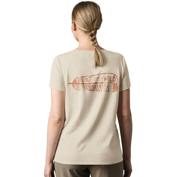 Yeti Women's Turkey Feather Short Sleeve V-Neck - Sand - X-Small