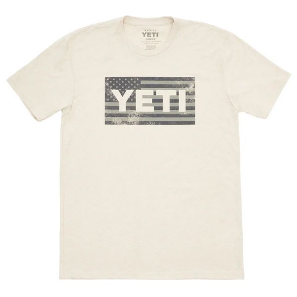 YETI American Flag Short Sleeve T-Shirt - Cream - Large