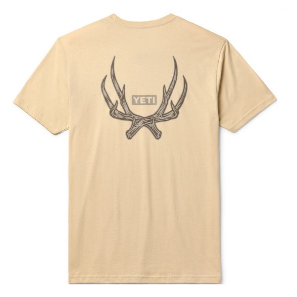 YETI Antler Badge Short Sleeve T-Shirt - Cream - 2X-Large