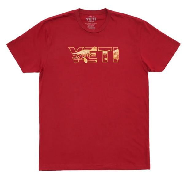 YETI Brown Trout Short Sleeve T-Shirt - Cardinal - 2X-Large