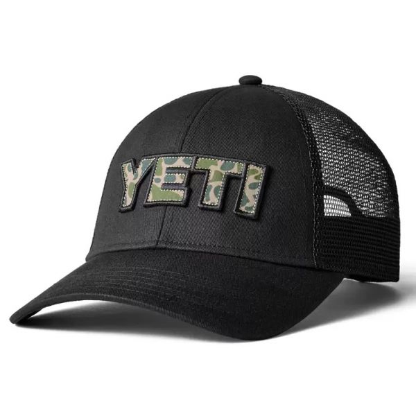 YETI Camo Logo Badge Trucker Hat - Black