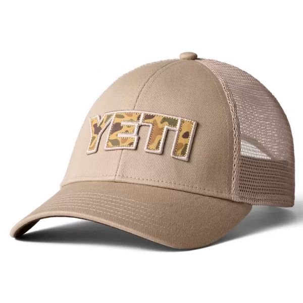 YETI Camo Logo Badge Trucker Hat - Khaki