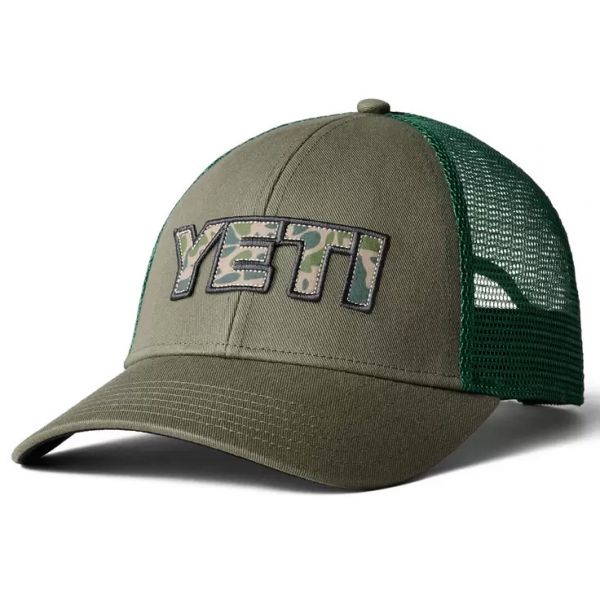 YETI Camo Logo Badge Trucker Hat - Olive