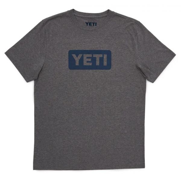 YETI Logo Badge Short Sleeve T-Shirt - Gray/Navy
