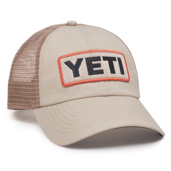 YETI Low Profile Badge Trucker Hat - Tan/Coral