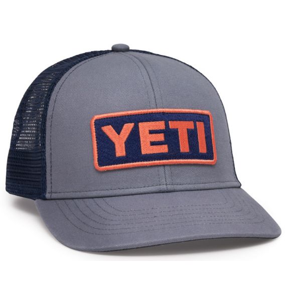 YETI Mid Profile Badge Trucker Hat - Gray/Coral