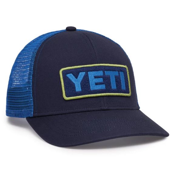 YETI Mid Profile Badge Trucker Hat - Navy/Chartreuse