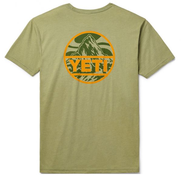 YETI Mountain Badge Short Sleeve T-Shirt - Light Olive