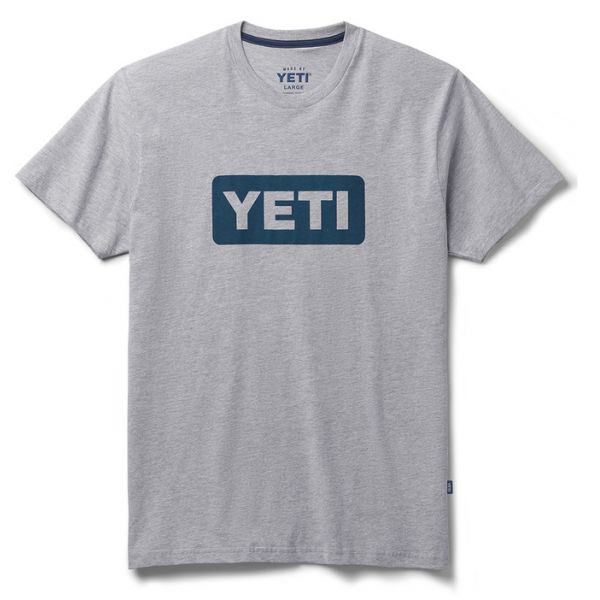 YETI Premium Logo Badge Short Sleeve T-Shirt - Gray/Navy