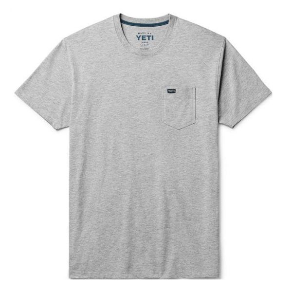 YETI Premium Pocket Short Sleeve T-Shirt - Heather Gray - Medium