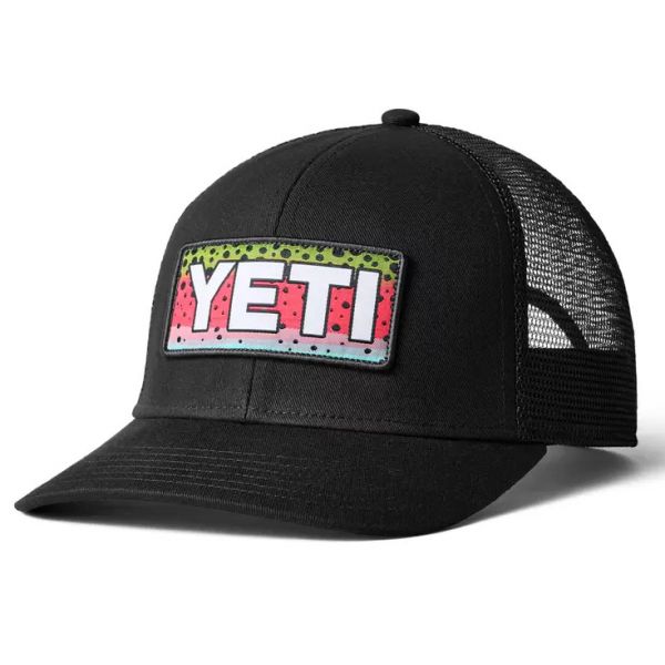 YETI Rainbow Trout Logo Badge Trucker Hat - Black