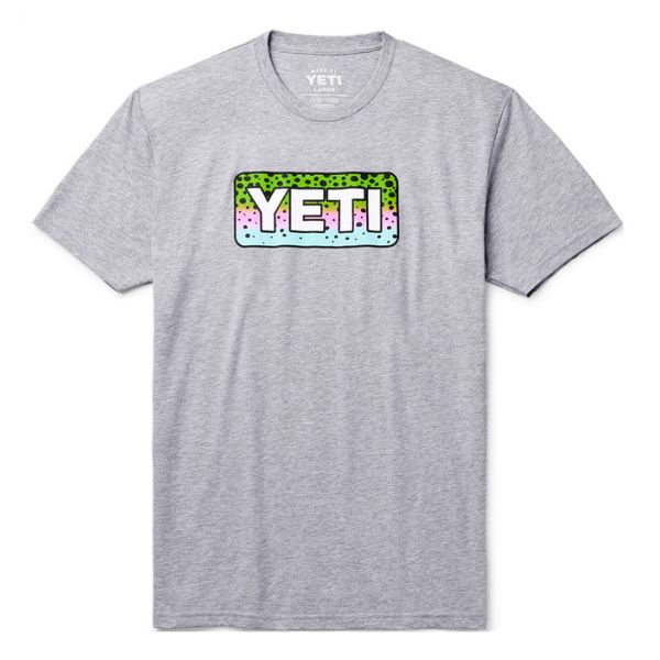 YETI Rainbow Trout Short Sleeve T-Shirt - Heather Gray - 2X-Large