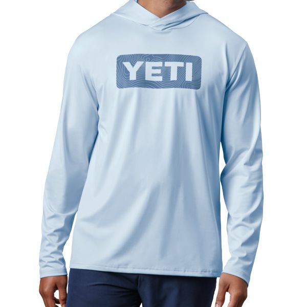 YETI Wave Long Sleeve Hooded Sunshirt - Light Blue - 2X-Large