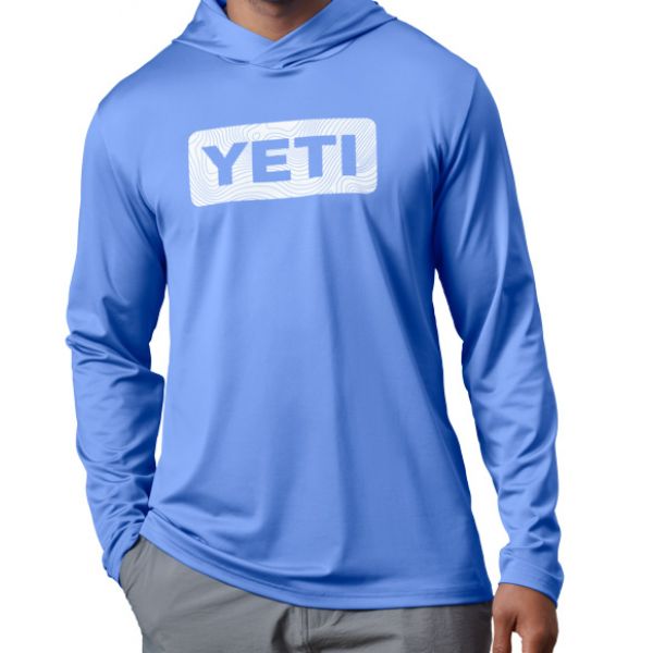 YETI Wave Long Sleeve Hooded Sunshirt - Offshore Blue - 2X-Large