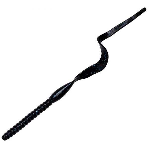 Yum Ribbon Tail Worm - 10in - Black/Blue Flake