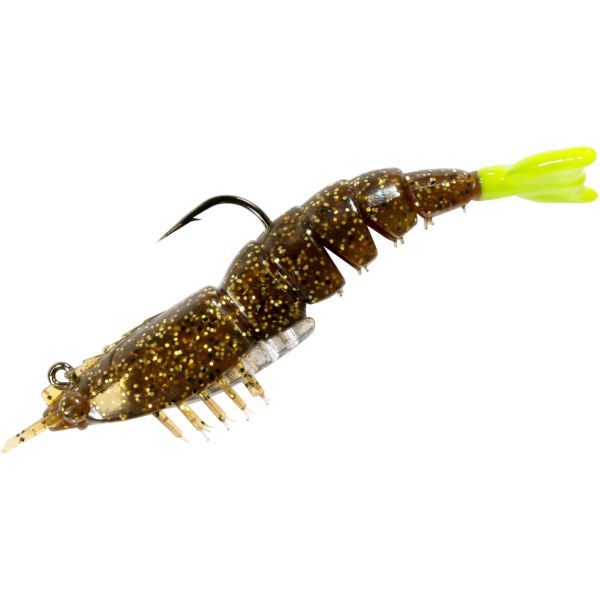 Z-Man EZ Shrimpz Rigged Lure - 3-1/2in - Rootbeer/Chartreuse