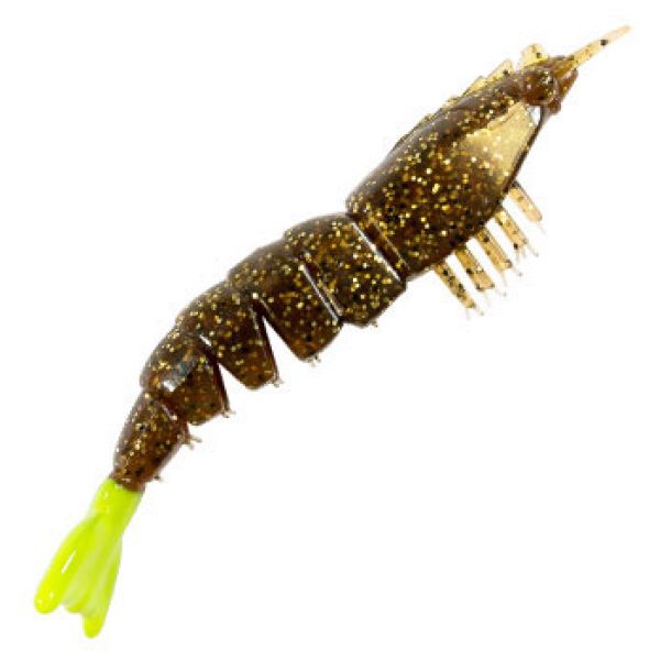 Z-Man EZ Shrimpz Unrigged Lure - 3-1/2in - Rootbeer/Chartreuse