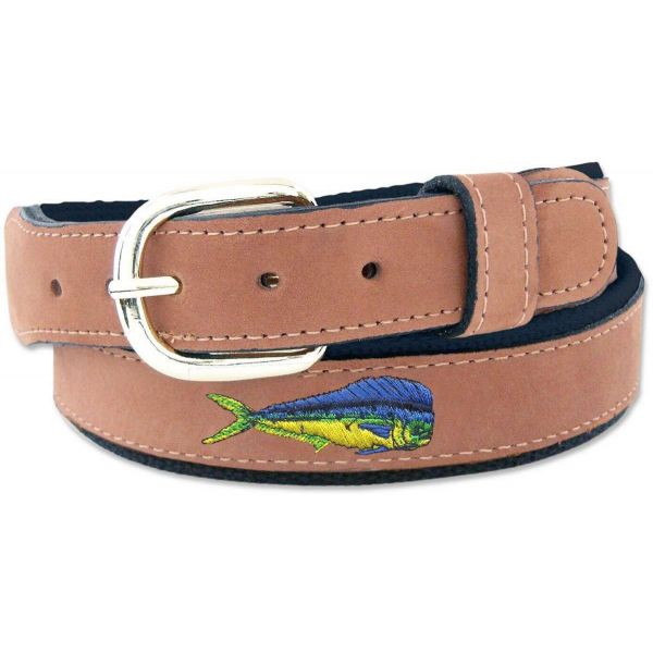 Zep-Pro Dolphin Embroidered Leather Belt - Size 32