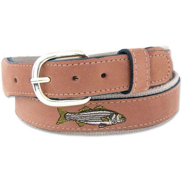 Zep-Pro Striped Bass Embroidered Leather Belt - Size 32