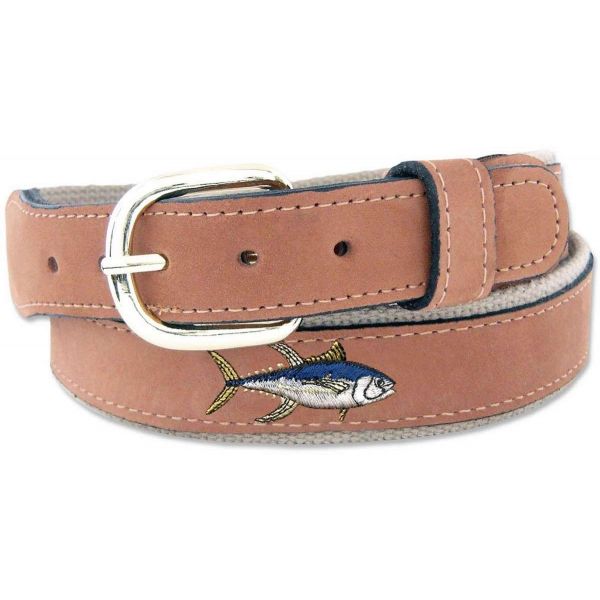 Zep-Pro Yellowfin Tuna Embroidered Leather Belt - Size 32