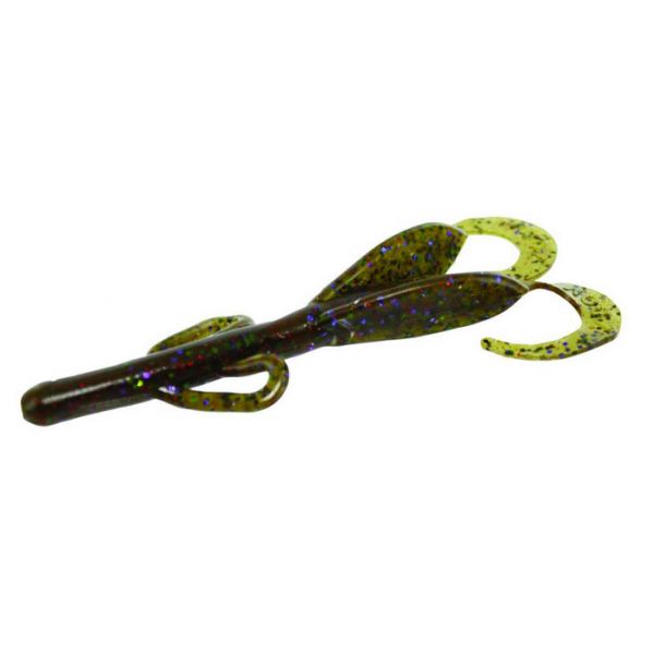 Zoom Baby Brush Hog Bait - 4in - Green Pumpkin Candy Red