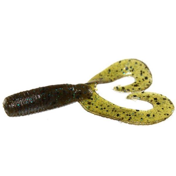 Zoom Fat Albert Twin Tail Grub Bait 3-1/2in Green Pumpkin Blue