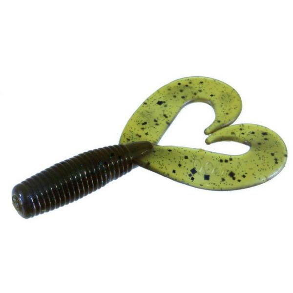 Zoom Fat Albert Twin Tail Grub Bait 3-1/2in Green Pumpkin Blue Flash