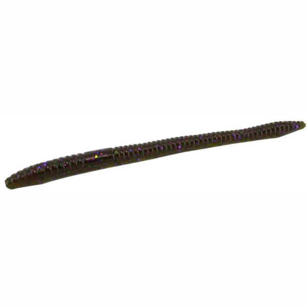 Zoom Finesse Worm Bait 4-1/2in Green Pumpkin Candy Red