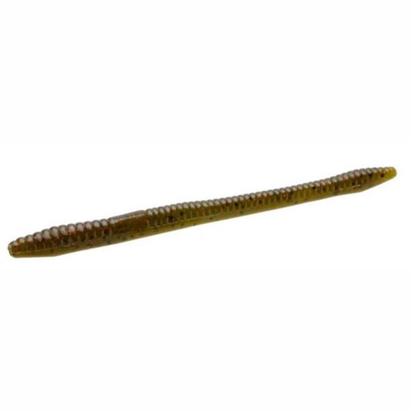 Zoom Finesse Worm Bait 4-1/2in Green Pumpkin Red