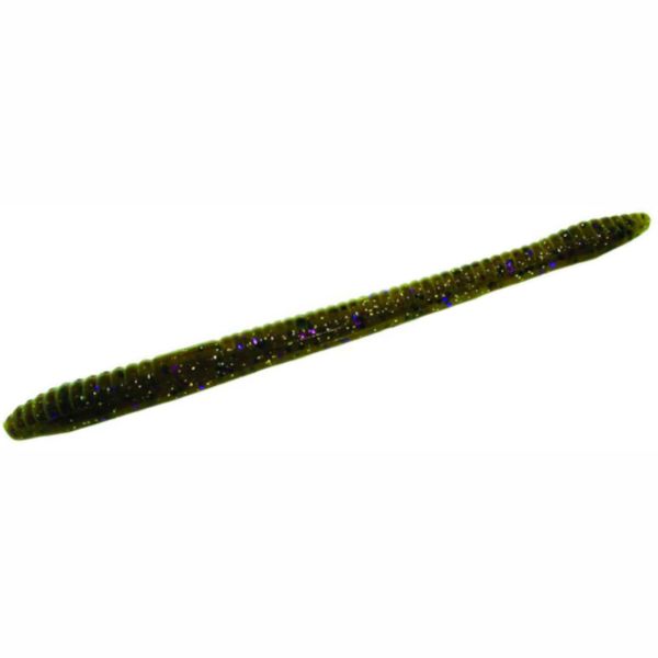 Zoom Finesse Worm Bait 4-1/2in Green Pumpkin Purple Gold