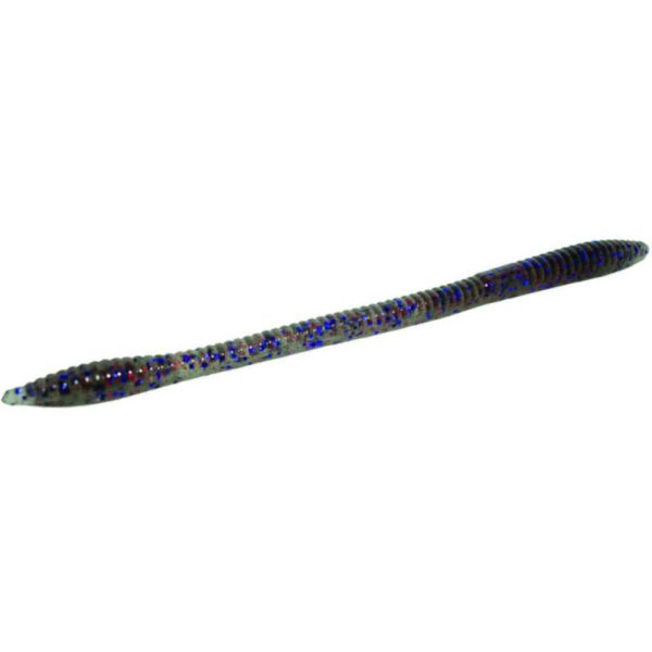 Zoom Trick Worm - 6-1/2in - Smoke Purple Red Glitter