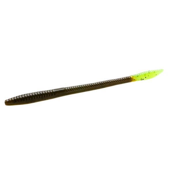 Zoom Trick Worm - 6-1/2in - Green Pumpkin Chartreuse